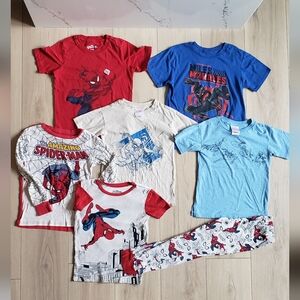 Boys 8 Spider Man Bundle 7pc Marvel Graphic Tees Pajama Set Miles Morales